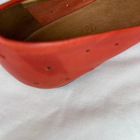Madewell Sidewalk Skimmer Flats Red Perforated Leather Shoes Womens 8.5 - Picture 6 of 7